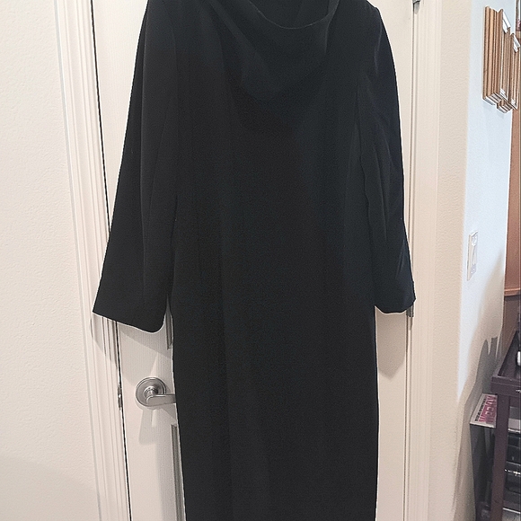 Worthington Women Size 18 Black Long Coat Hooded Hidden Button Down - Picture 3 of 10